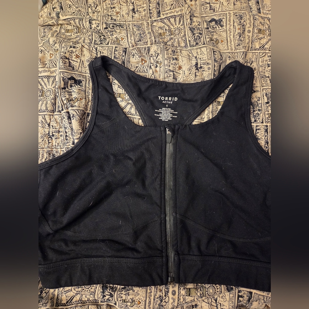 Torrid Black Front-Zip Sports Bra